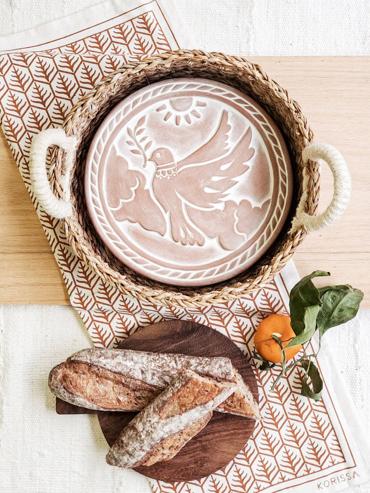 Bread Warmer & Basket Gift Set with Tea Towel - Dove In Peace - EcofiedHome