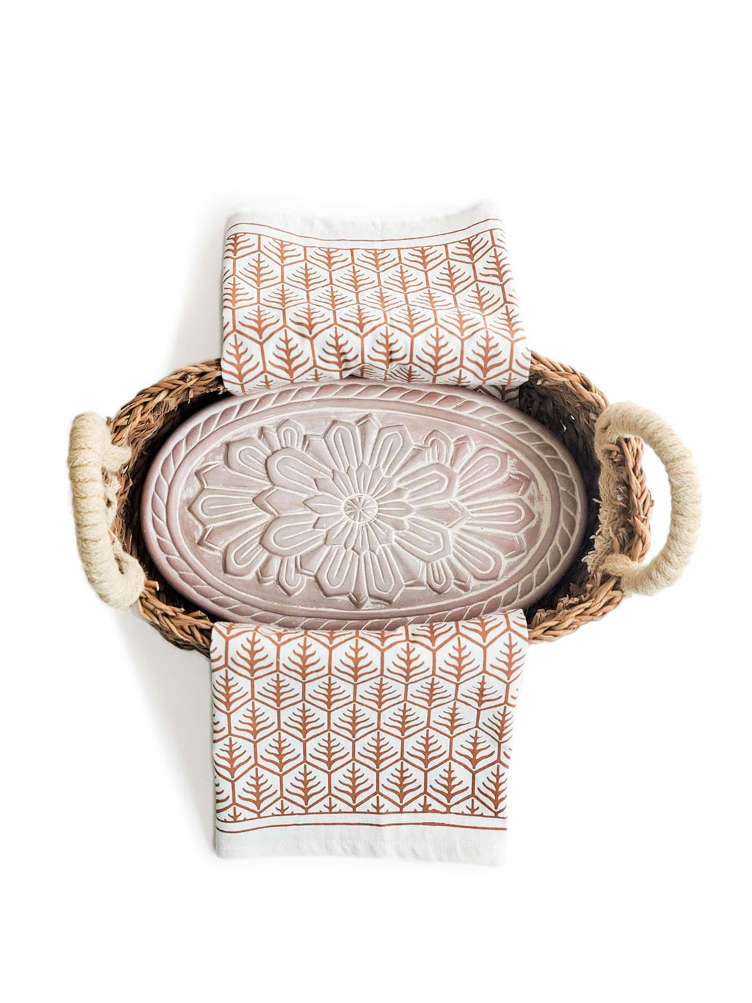 Bread Warmer & Basket Gift Set with Tea Towel - Flower - EcofiedHome