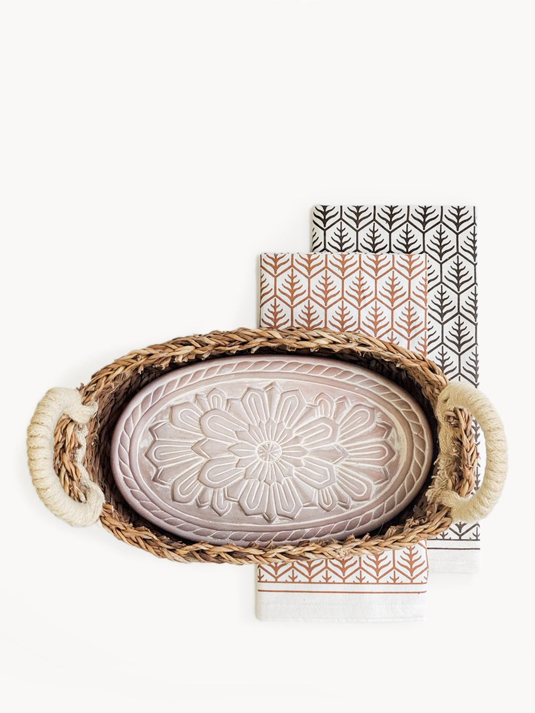Bread Warmer & Basket Gift Set with Tea Towel - Flower - EcofiedHome