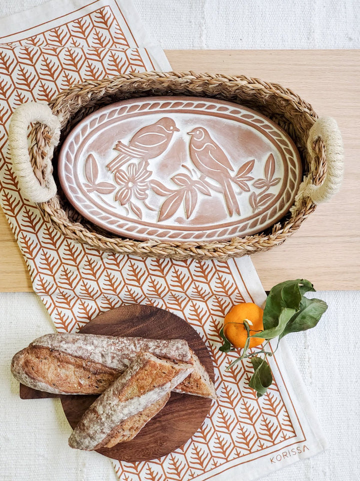 Bread Warmer & Basket - Lovebirds Oval - EcofiedHome