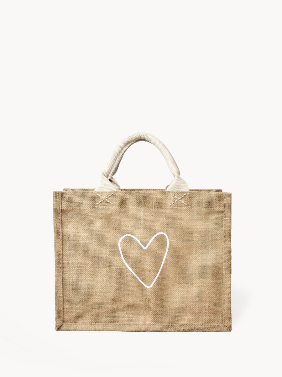 Reusable jute Gift Bag with cotton handles - Love - EcofiedHome