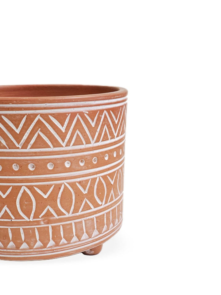 Hand Etched Terracotta Pot - Small - EcofiedHome