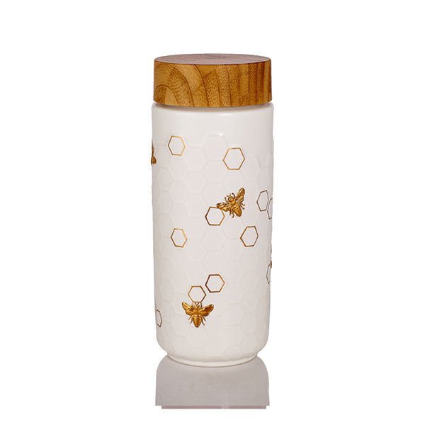 Honey Bee Ceramic Travel Mug / Gold 12.3 oz - EcofiedHome