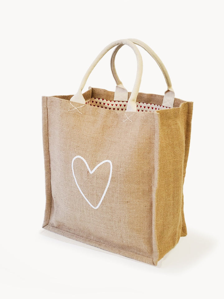 Jute Canvas Market Bag - Love - EcofiedHome