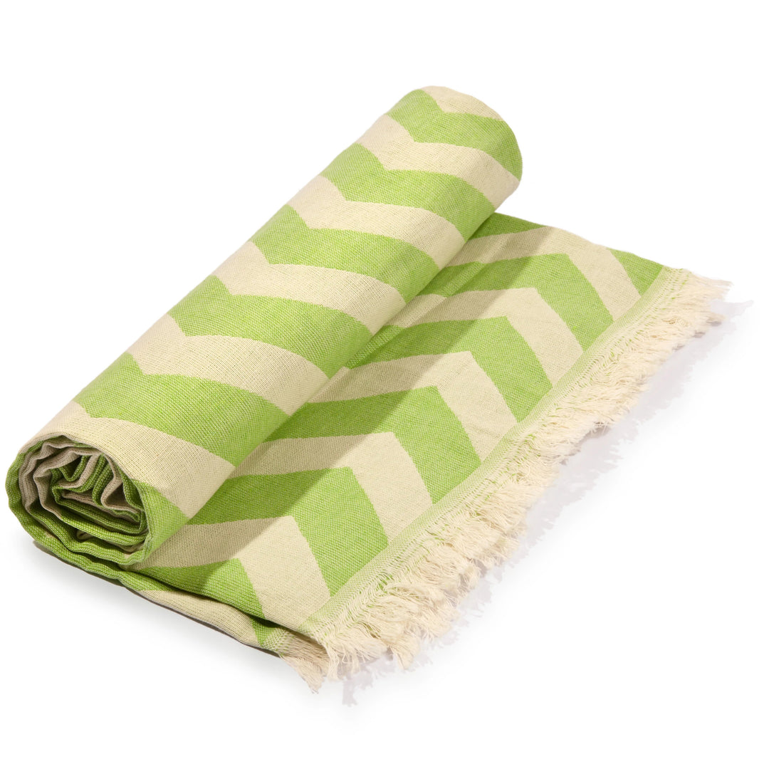 Mersin Chevron Towel / Blanket - Green - EcofiedHome