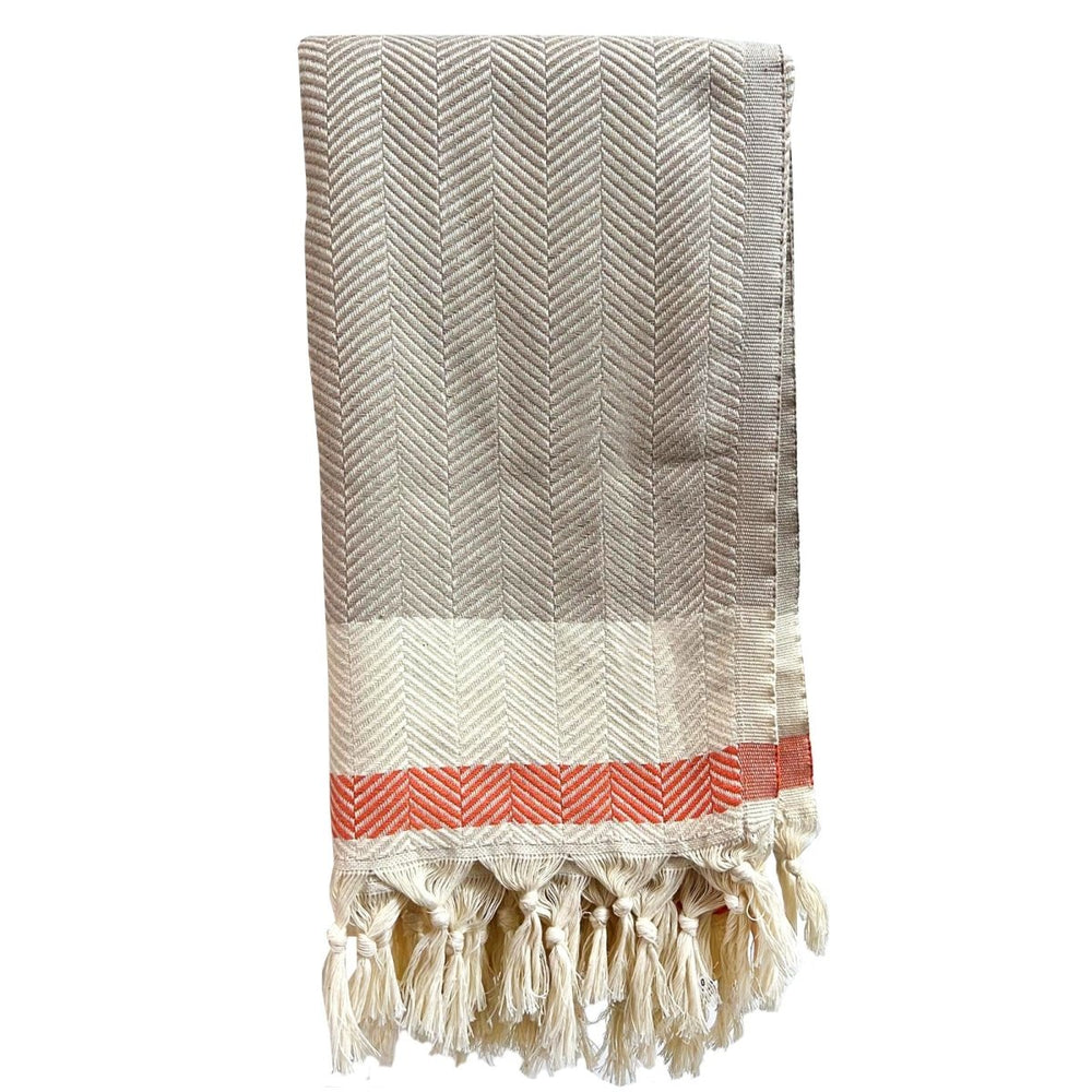 Pipa Sustainable Hand-loomed Throw Blanket - Beige - EcofiedHome