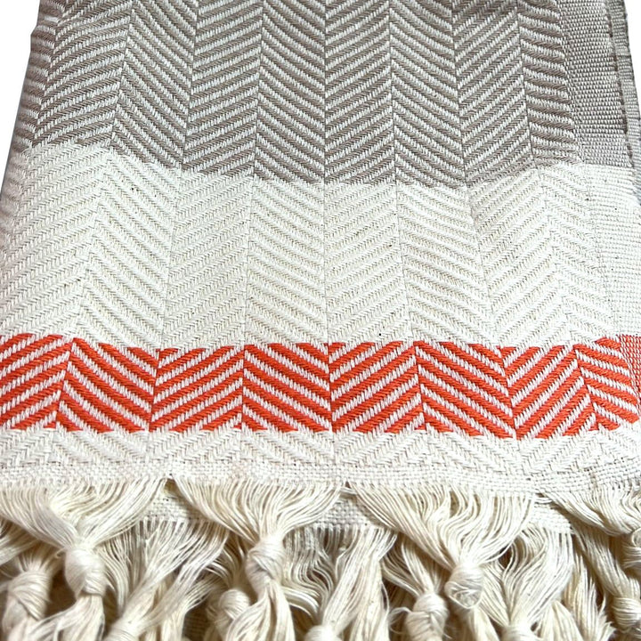 Pipa Sustainable Hand-loomed Throw Blanket - Beige - EcofiedHome