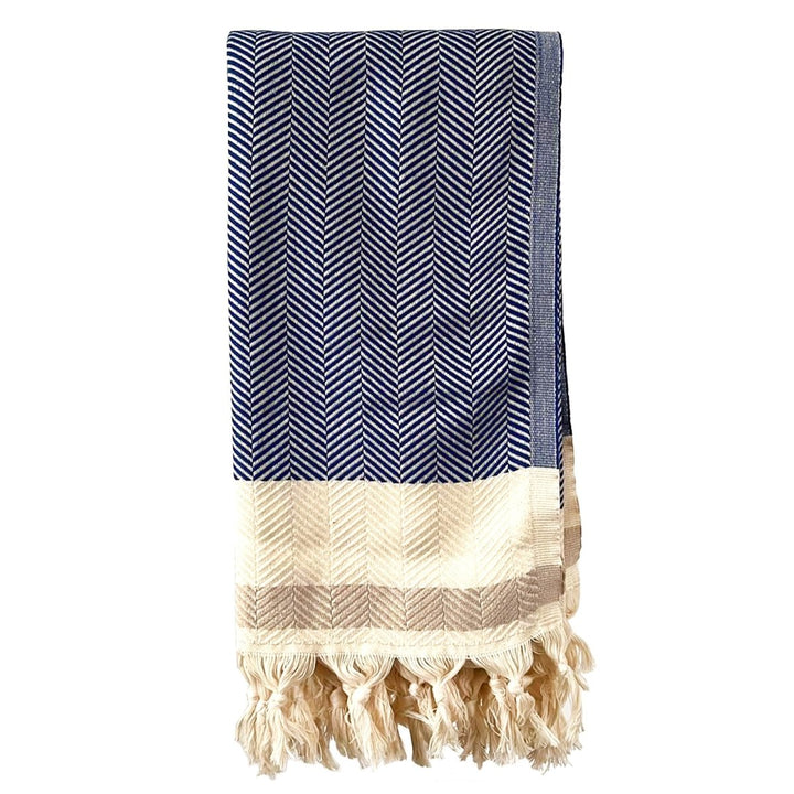 Pipa Sustainable Hand-loomed Throw Blanket - Blue - EcofiedHome
