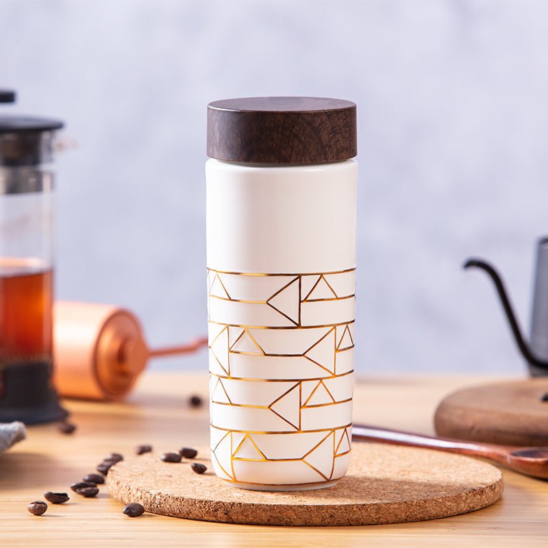 The Alchemical Signs Gold Ceramic Travel Mug - EcofiedHome