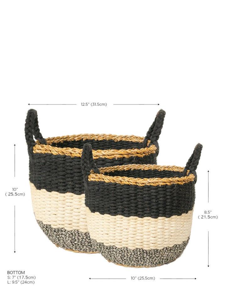 Ula Stripe Basket - Black - EcofiedHome